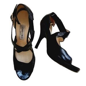 JIMMY CHOO LONDON BLACK OPEN TOE SANDALS SIZE 40(9)